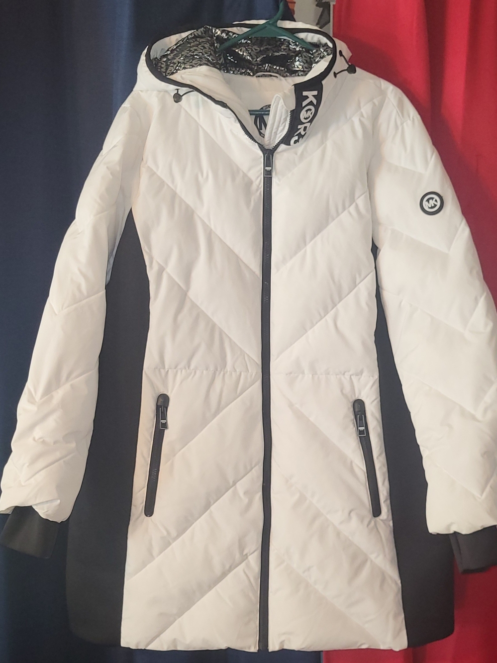 Michael Kors White Quilted Hooded Women's Coat 2xl